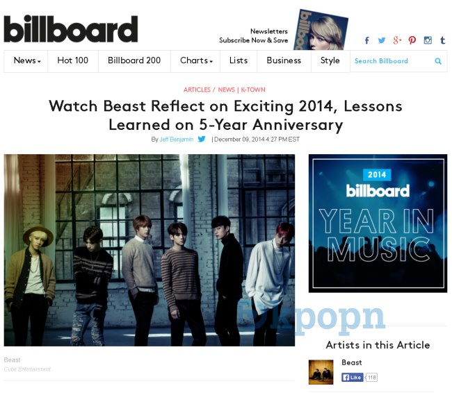 Billboard 盛讚 BEAST Billboard 盛讚 BEAST