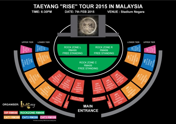 太陽《RISE》馬來西亞場座位圖