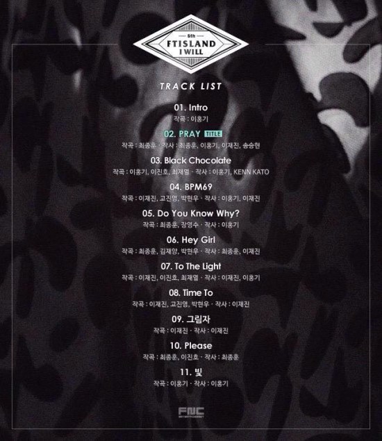 FTIsland《I Will》曲目表