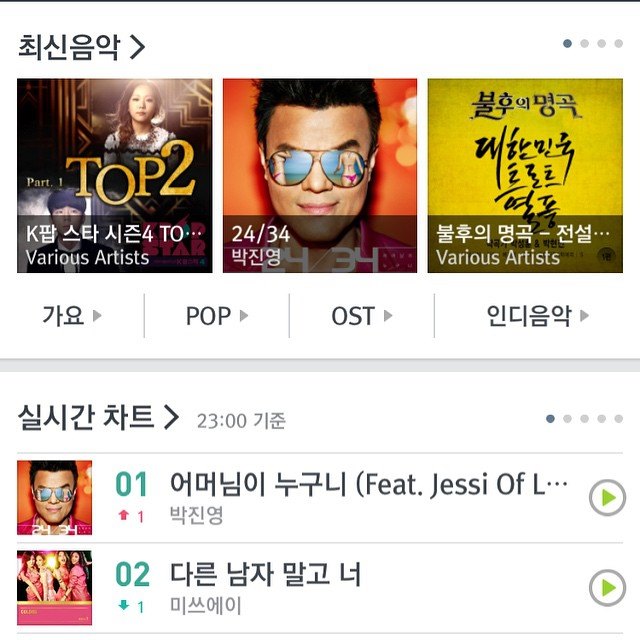 Fei Instagram 更新 (朴軫泳音源一位、miss A 二位)