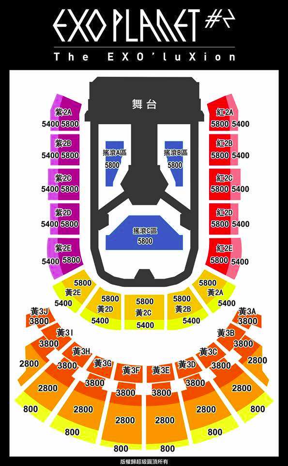 2015 EXO 台灣演唱會座位圖