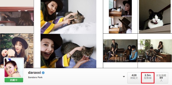 Dara Instagram 追蹤人數 2.5M