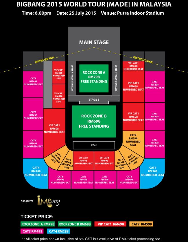 BIGBANG 馬來西亞演唱會座位圖