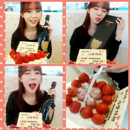 Sunny & 生日蛋糕、香檳