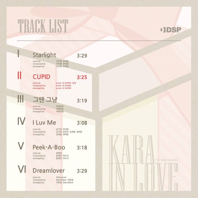 KARA《IN LOVE》曲目表 KARA《IN LOVE》曲目表