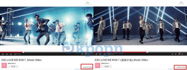 EXO《LOVE ME RIGHT》MV 破六百萬 (韓+中)