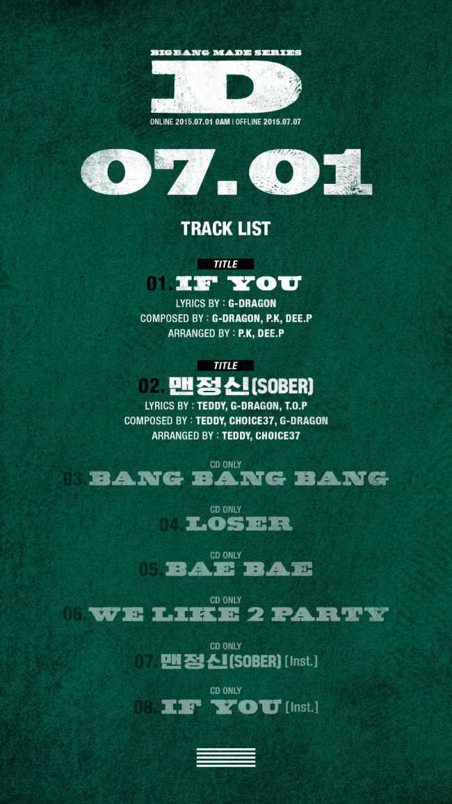 BIGBANG「D」主題曲目