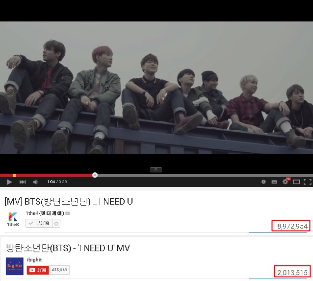 BTS 防彈少年團《I Need U》MV 瀏覽破千萬 (ibighit + 1theK)