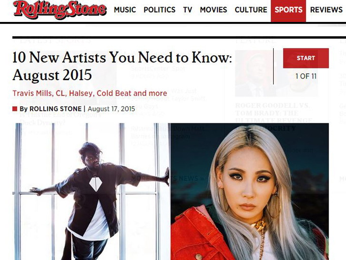 CL 獲選美國《滾石》雜誌「十大一定要知道的歌手」