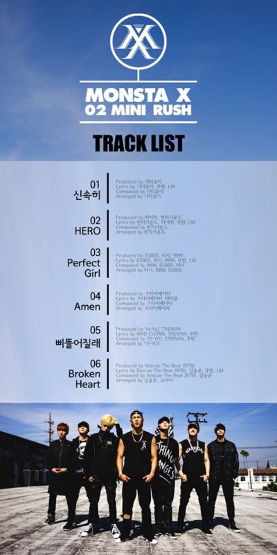 MONSTA X《RUSH》曲目表