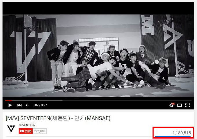 SEVENTEEN《Mansae》觀覽破百萬截圖