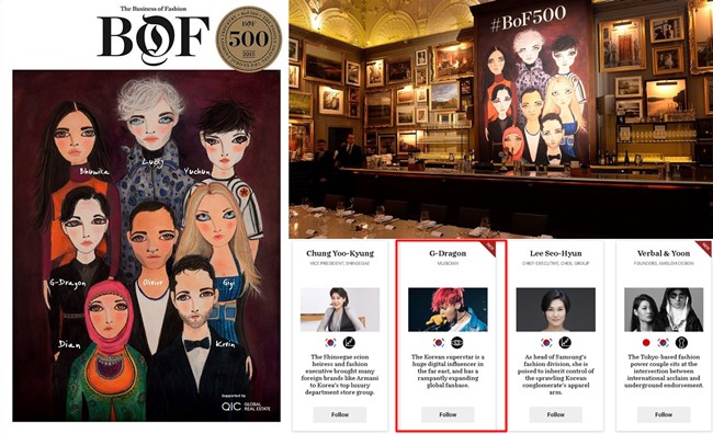 G-Dragon 「BoF」選出的500位時尚領導者之一