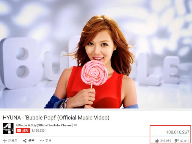泫雅《Bubble Pop!》觀看人次破億