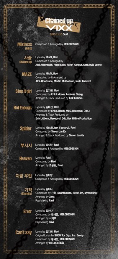 VIXX《Chained Up》曲目表