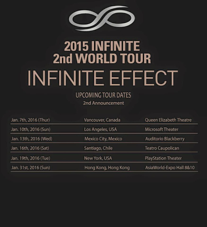 Infinite《INFINITE EFFECT》世巡美洲站行程表