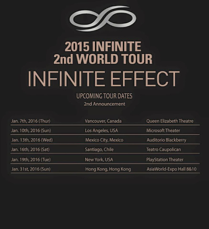 Infinite《INFINITE EFFECT》世巡美洲站行程表 Infinite《INFINITE EFFECT》世巡美洲站行程表