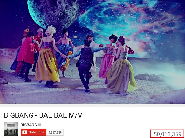 BIGBANG《BAE BAE》 瀏覽破五千萬