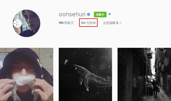世勳 Instagram 粉絲破五百萬 世勳 Instagram 粉絲破五百萬