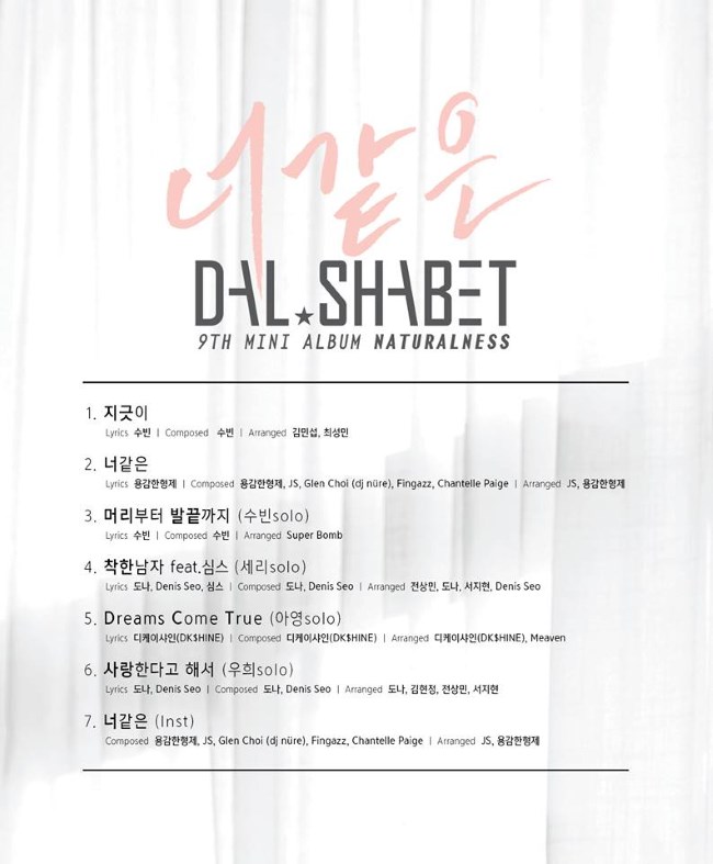 Dal★Shabet《Naturalness》曲目表 Dal★Shabet《Naturalness》曲目表