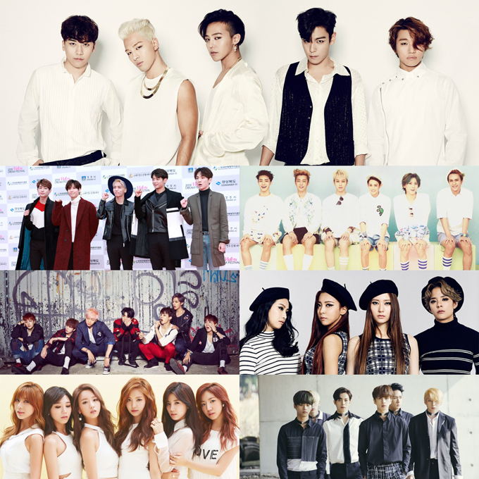 BIGBANG、SHINee、BEAST、BTS 防彈少年團、f(x)、A Pink、VIXX BIGBANG、SHINee、BEAST、BTS 防彈少年團、f(x)、A Pink、VIXX