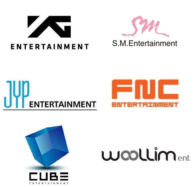 YG、S.M.、JYP、FNC、CUBE、Woollim Label