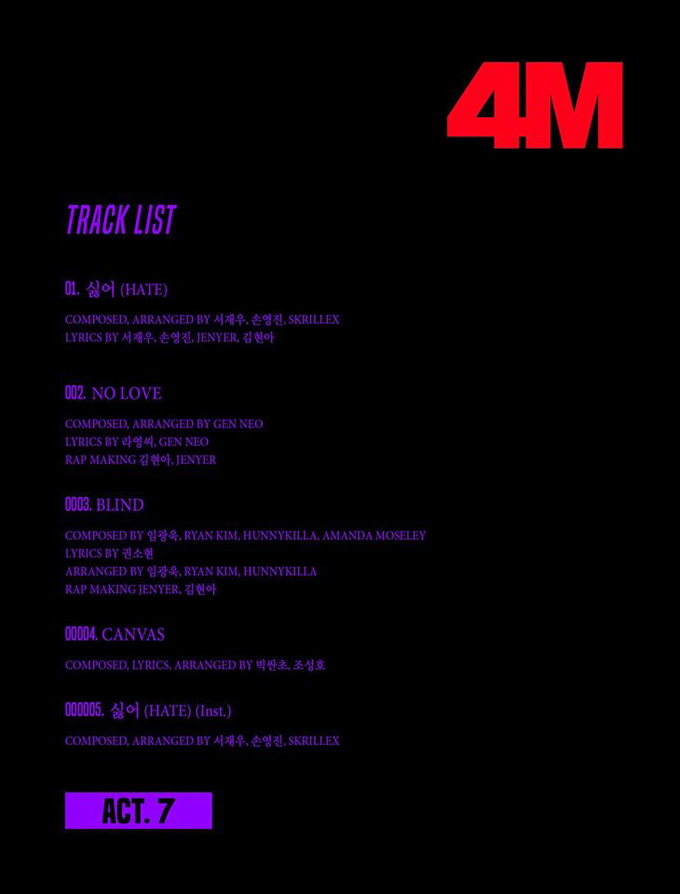 4Minute《Act.7》曲目表