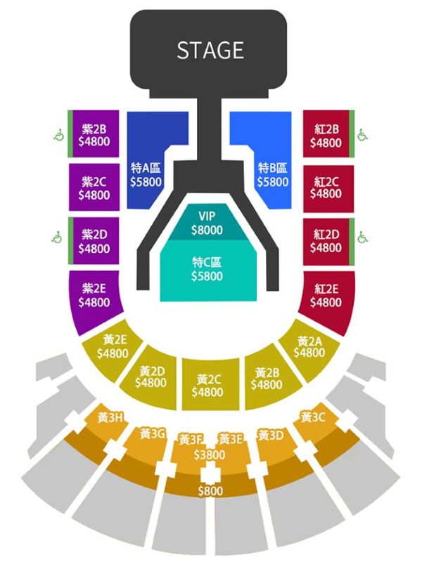 iKON《SHOWTIME TOUR》台灣演唱會座位圖 iKON《SHOWTIME TOUR》台灣演唱會座位圖