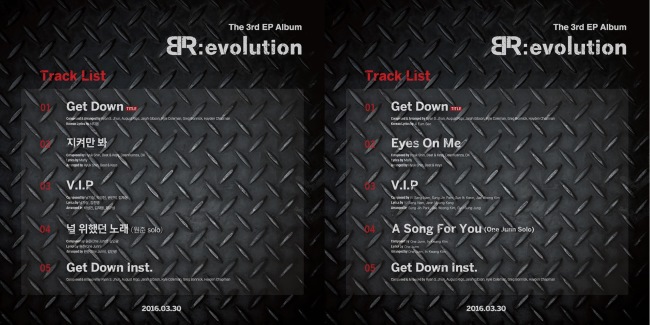 少年共和國《BR:evolution》曲目表 (韓、英)