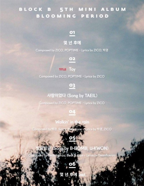 Block. B《Blooming Period》曲目表