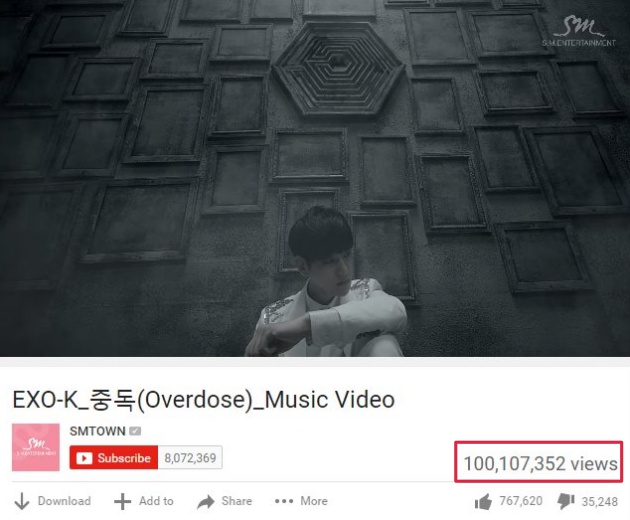 EXO《Overdose》瀏覽破億