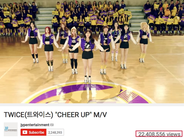 TWICE《CHEER UP》破兩千兩百萬瀏覽