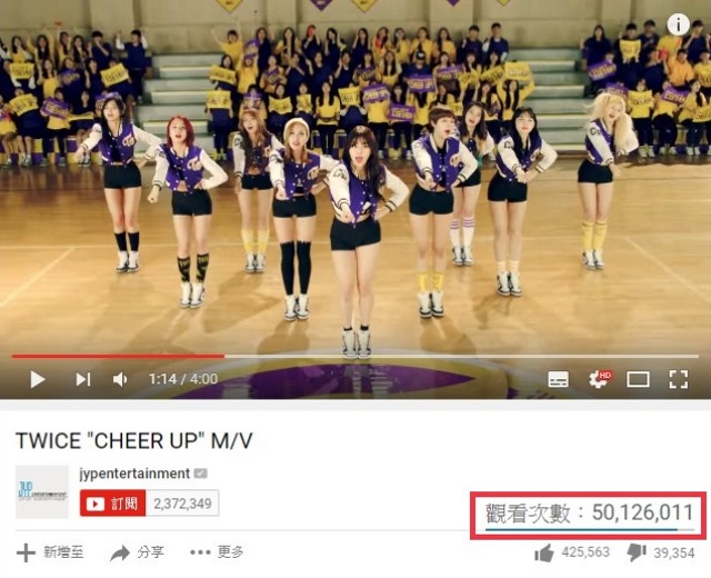 TWICE《CHEER UP》MV 5000萬瀏覽