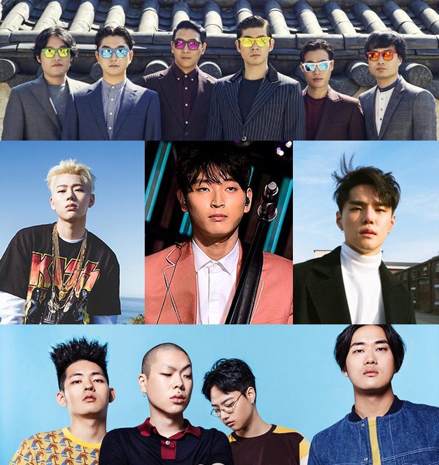 張基河與臉孔們、ZICO、珍雲、DEAN、hyukoh(來源：NAVER)