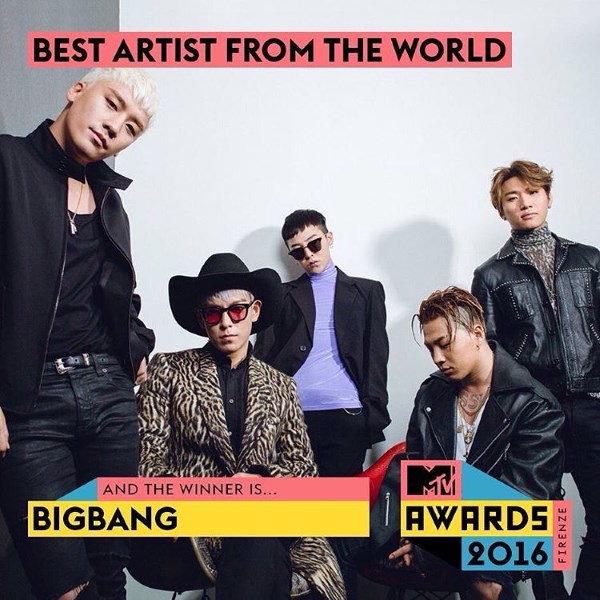 BIGBANG《義大利 MTV 大獎 2016》獲獎畫面