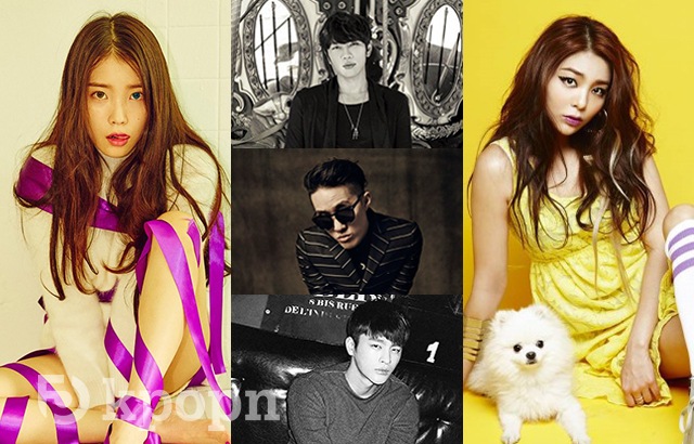 (縮圖)IU、K.Will、Zion T、徐仁國、Ailee(來源：各藝人經紀公司)