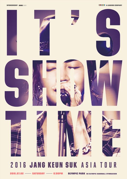 張根碩《2016 JANG KEUN SUK ASIA TOUR~IT’S SHOW TIME~》亞巡演唱會海報(來源：OSEN)