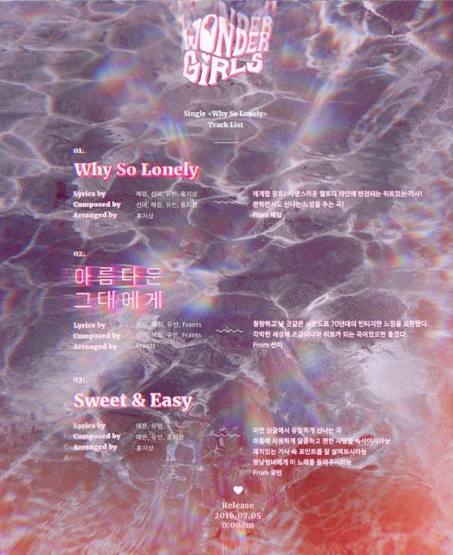 Wonder Girls《Why So Lonely》曲目表