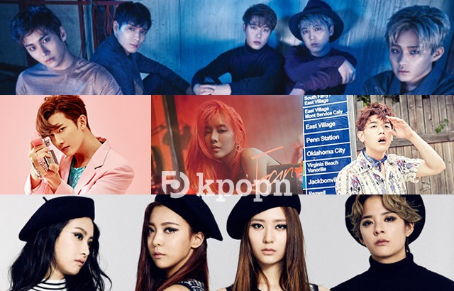 FTIsland、周覓、Fei、Eric Nam、f(x)(來源：各藝人經紀公司、W KOREA)