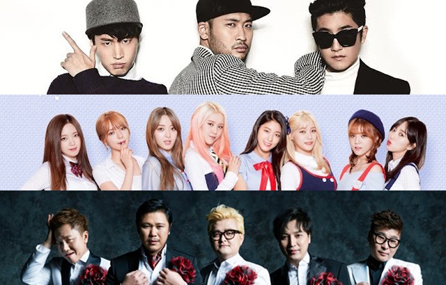EPIK HIGH、AOA、玫瑰旅館(來源：EPIK HIGH、FNC Ent.@Facebook、hankookilbo)