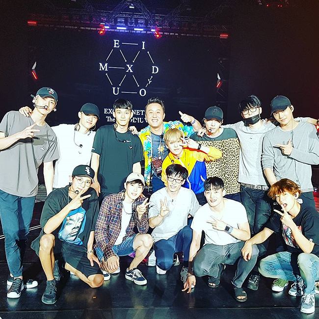 EXO、劉在錫、鄭埻夏(來源：Chan Yeol@Instagram)