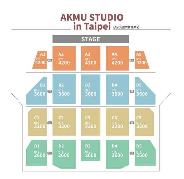 樂童音樂家《AKMU STUDIO IN TAIPEI》座位圖 (來源：時‧藝‧演 MSC LifeShow@FB)