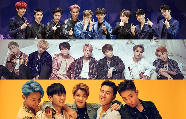 EXO、BTS 防彈少年團、水晶男孩(來源：TVReport、BTS 防彈少年團、水晶男孩@FB)