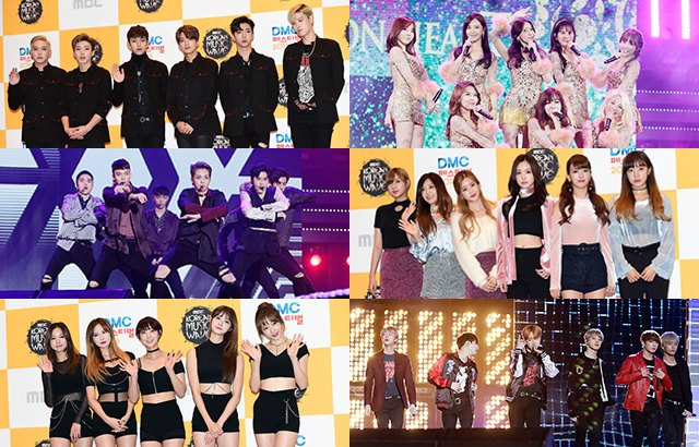 B.A.P、少女時代、EXO、A Pink、EXID、BTS 防彈少年團(來源：imbc、news1)