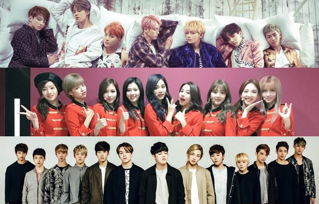 BTS 防彈少年團、TWICE、SEVENTEEN(來源：BTS 防彈少年團、TWICE@FB、Topstarnews)