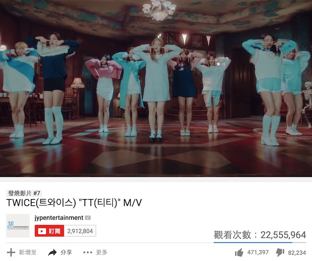 TWICE《TT》MV 瀏覽人次兩千萬
