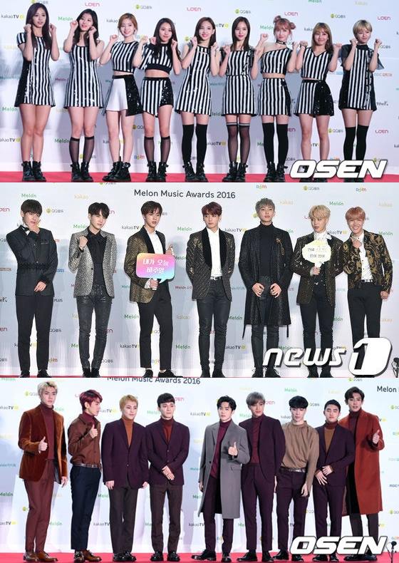 TWICE、BTS 防彈少年團、EXO《MMA》年度三大獎 (來源：OSEN、news1)
