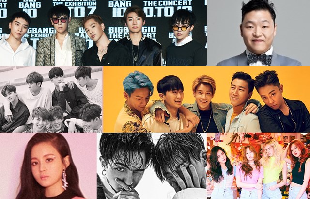 BIGBANG、PSY、水晶男孩、iKON、LEE HI、MOBB、BLACKPINK