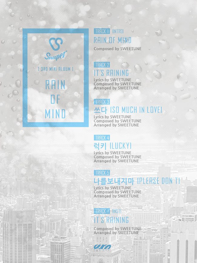 SNUPER《Rain of Mind》曲目表