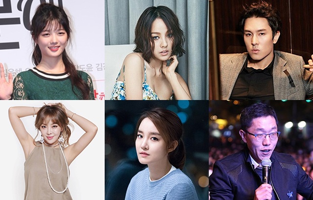 金裕貞、李孝利、金烔完、Narsha、Younha、金濟東 (來源：Metro、1st Look、COSMOPOLITAN、W URBAN PEOPLES、Younha@Facebook、釜山日報)