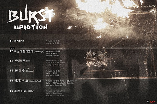 UP10TION《BURST》曲目表(來源：UP10TION@Facebook)